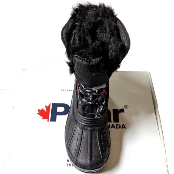 Pajar Canada Kids Girl Boy Winter Snow Boot Black Lace-up Faux Fur Lined… - Picture 1 of 8